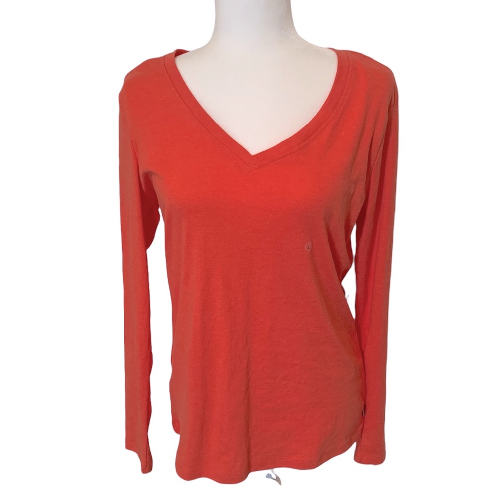 EDDIE BAUER Orange V-Neck Long Sleeved Tee Size Large *NEW*